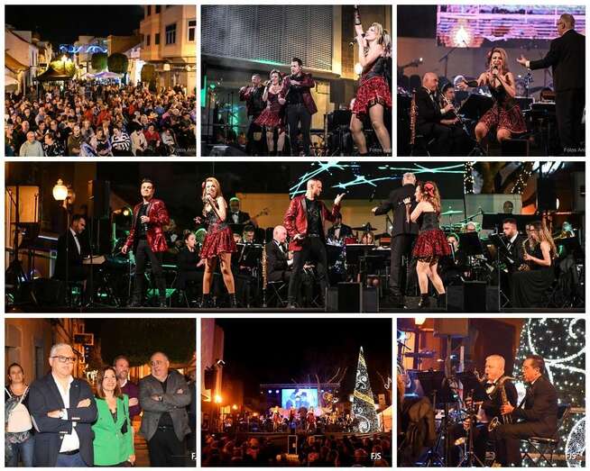 Collage de fotos del espectáculo musical de anoche en Los Llanos/Antonio Alí y FJS Fotografía.